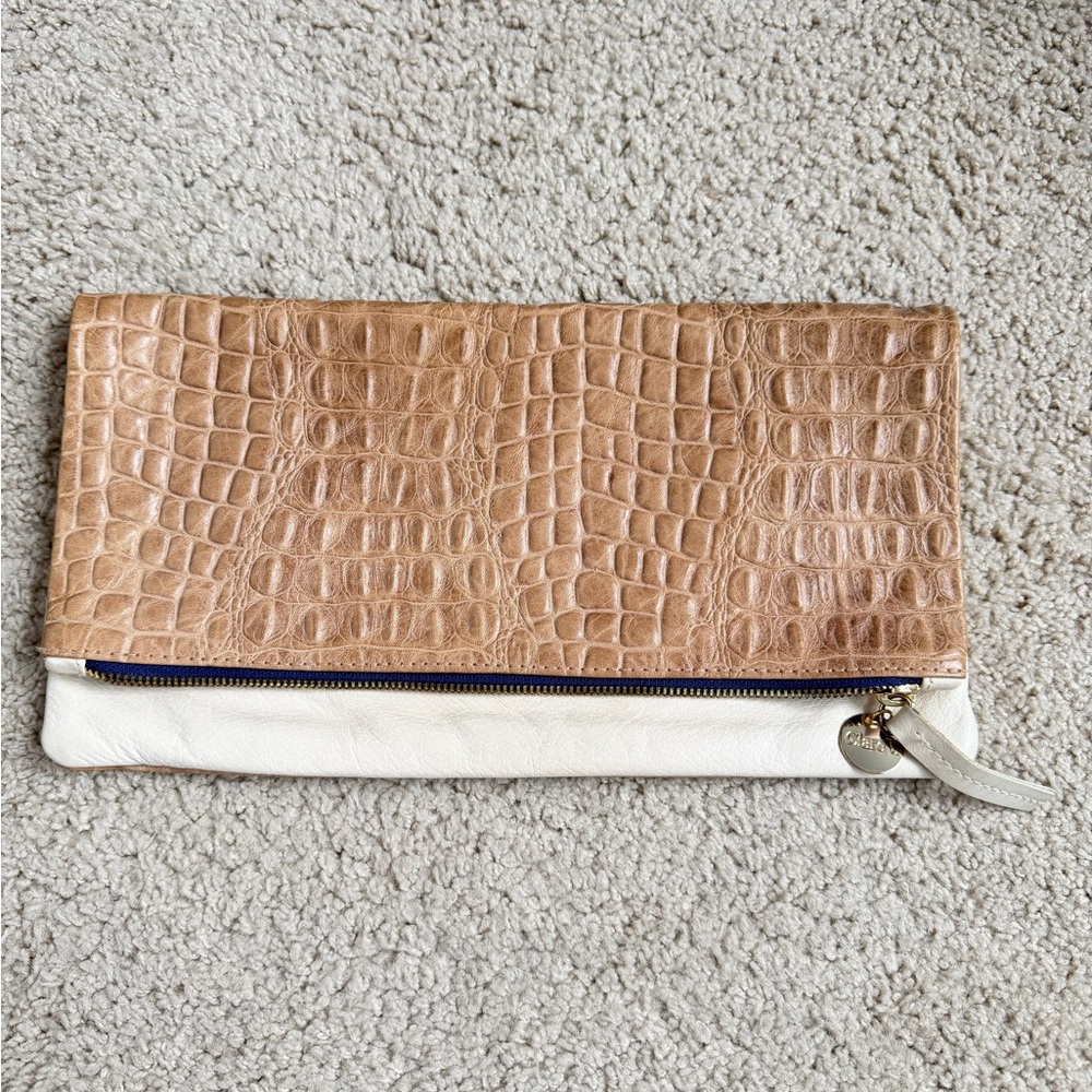 Clare V leather fold over clutch